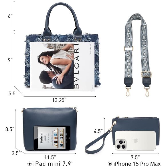 Versatile 3-Piece Handbag Set with Chic Stud Accents - Perfect Gift Idea - Picture 6 of 6